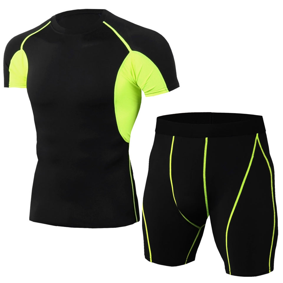 Men sport suit elastic tights
