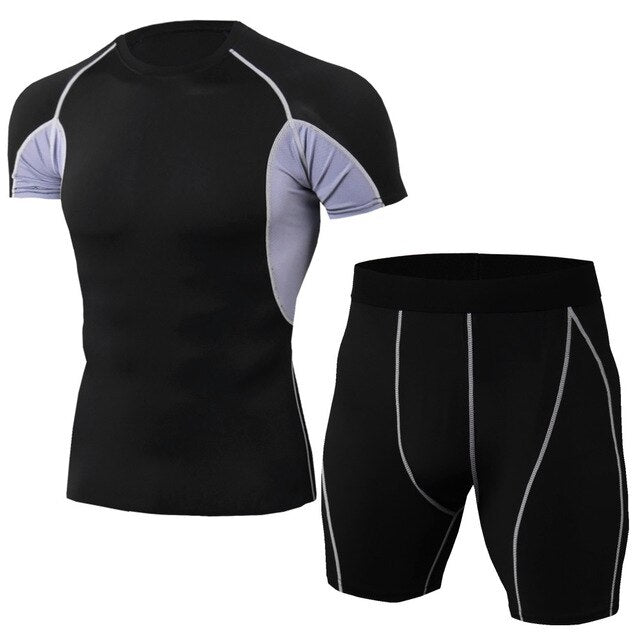 Men sport suit elastic tights