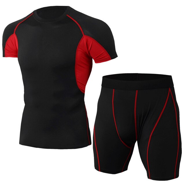 Men sport suit elastic tights