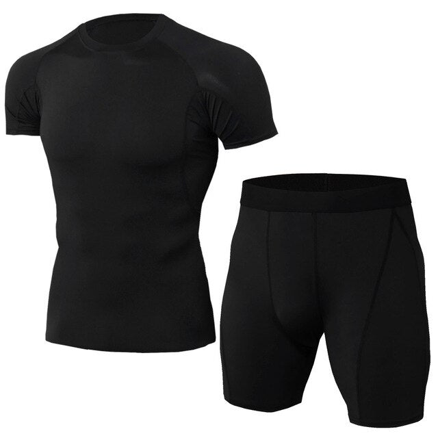 Men sport suit elastic tights